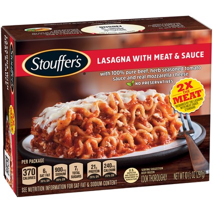Stouffer's Lasagna w Meat and Sauce 10.5oz AF Req